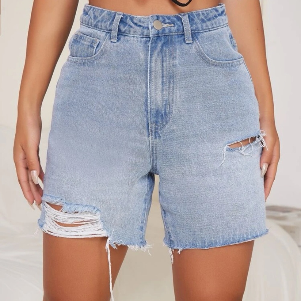 Distressed Denim Shorts